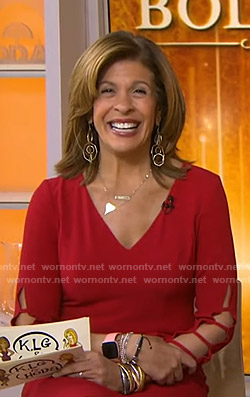 Hoda’s red cutout sleeve dress on Today