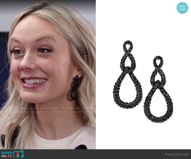 INC International Concepts Jet-Tone Pavé Linked Drop Earrings worn by Abby Newman (Melissa Ordway) on The Young and the Restless