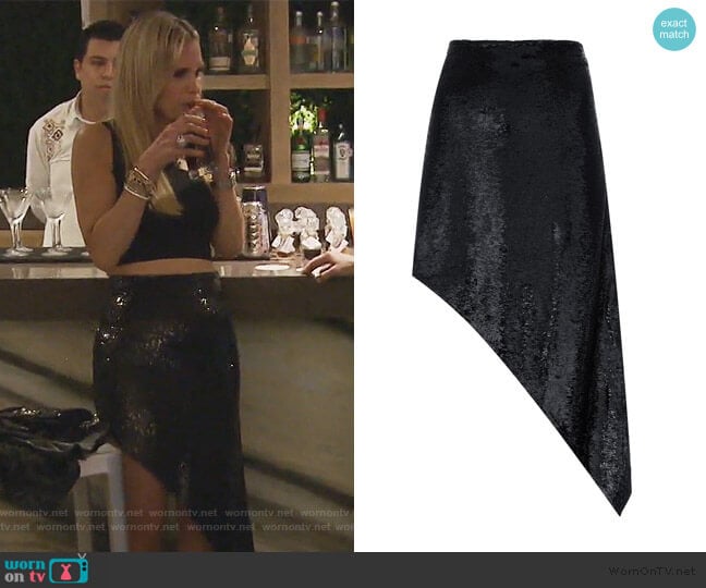 IRO Asymmetric Sequin Skirt worn by Jackie Goldschneider on The Real Housewives of New Jersey