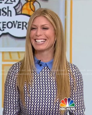Jill’s blue printed collared top and pants on Today