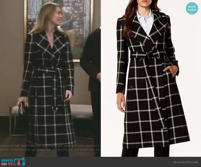 Karen Millen Large Check Midi Coat worn by Meredith Grey (Ellen Pompeo) on Greys Anatomy