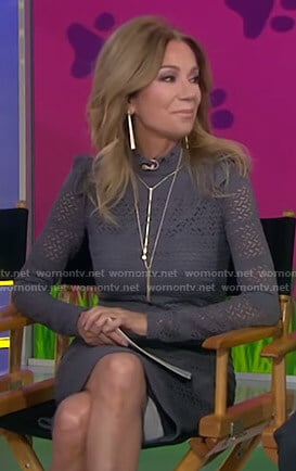 Kathie’s grey crochet ruffled dress on Today