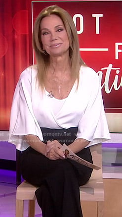 Kathie’s white and black wrap jumpsuit on Today