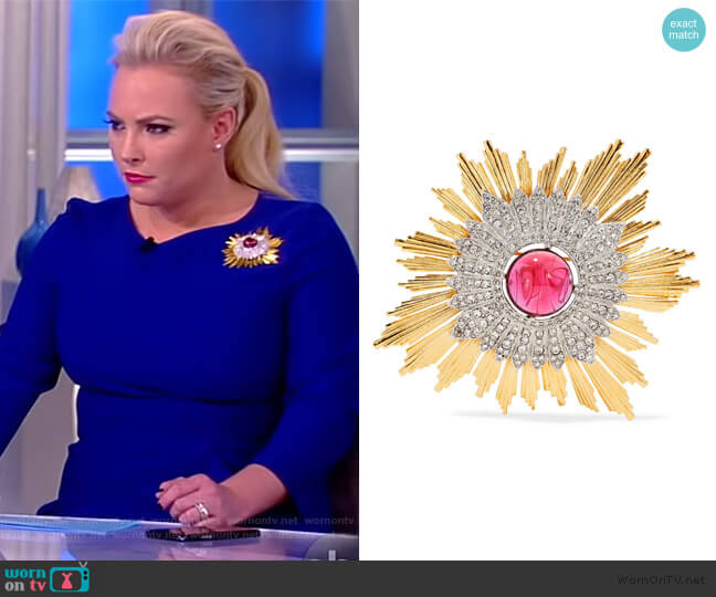 Kenneth Jay Lane Gold and silver-tone crystal brooch worn by Meghan McCain on The View