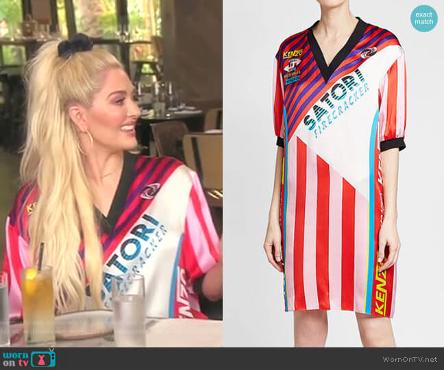 Kenzo Printed Silk Dress worn by Erika Jayne on The Real Housewives of Beverly Hills