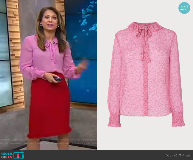 LK Bennett Eliza Blouse worn by Ginger Zee on Good Morning America