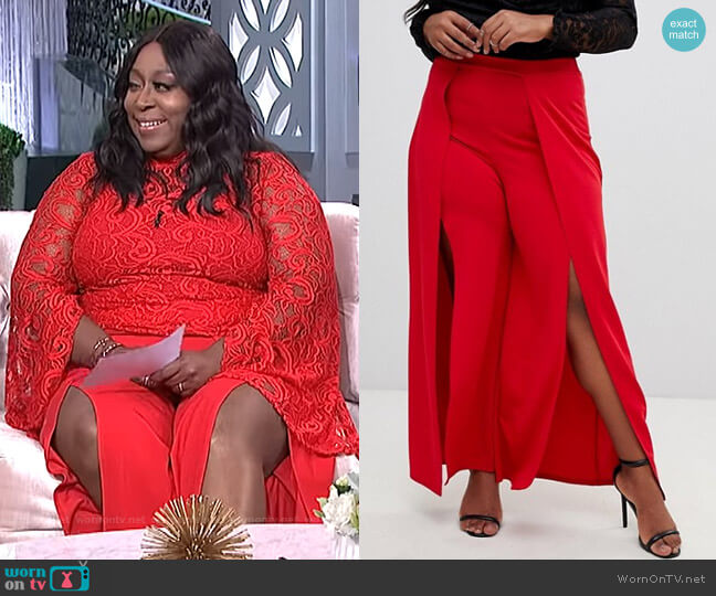 Lasula Plus Front Split Tailored Pants worn by Loni Love on The Real