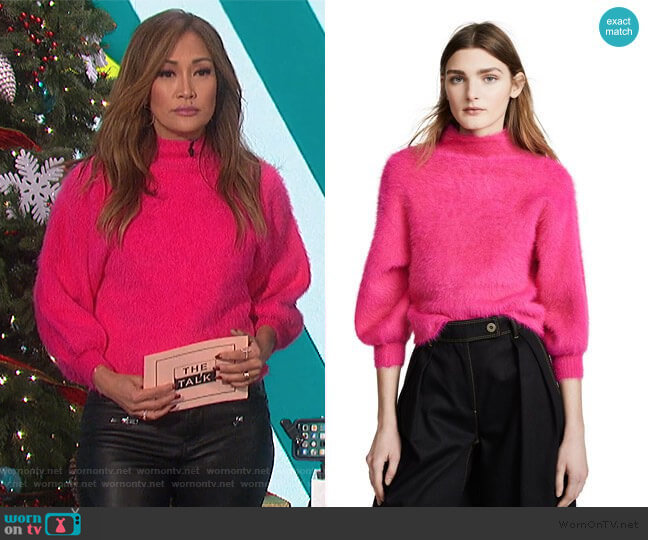 Line & Dot Fuzzy Alder Sweater worn by Carrie Inaba on The Talk