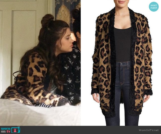 Lord & Taylor Fluffy Leopard Print Cardigan worn by Maggie Vera (Sarah Jeffery) on Charmed