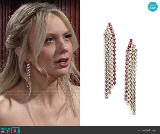 Loren Hope Marissa Drop Earrings in Pink worn by Abby Newman (Melissa Ordway) on The Young and the Restless