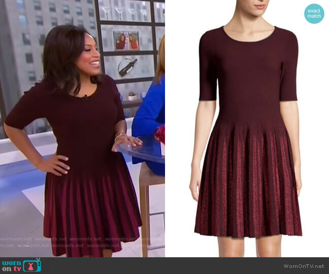 Milly Lurex Pleated Fit-&-Flare Dress worn by Sheinelle Jones on Today