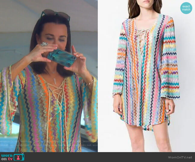 Missoni Mare Zig-Zag Beach Cover-Up worn by Kyle Richards on The Real Housewives of Beverly Hills