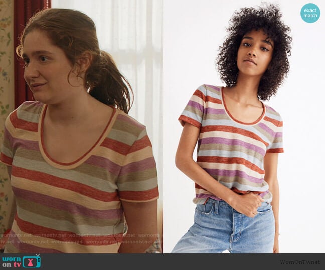 Madewell Alto Scoop Tee in Granda Stripe worn by Debbie Gallagher (Emma Kenney) on Shameless