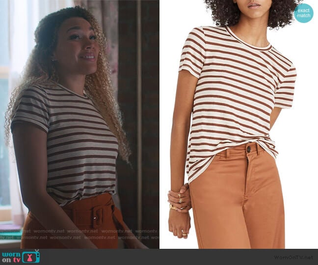 Madewell Metallic Stripe Crewneck Tee worn by Allison Hargreeves (Emmy Raver-Lampman) on The Umbrella Academy