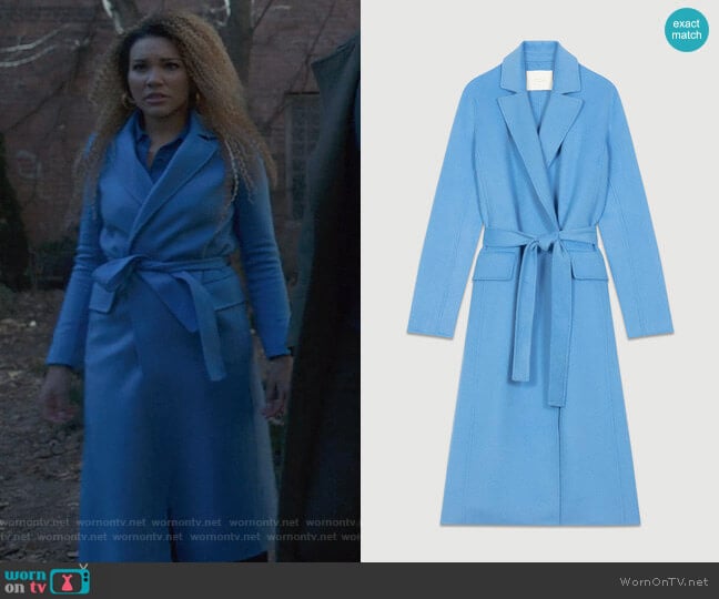 Maje Geode Long Coat worn by Allison Hargreeves (Emmy Raver-Lampman) on The Umbrella Academy
