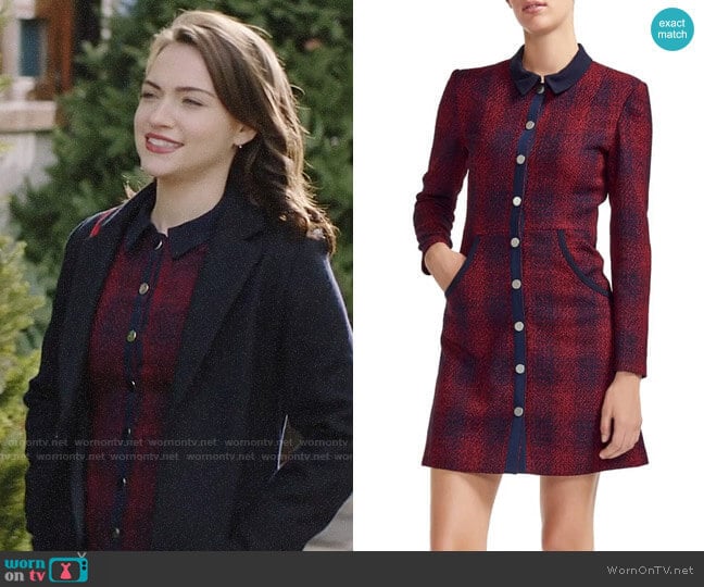 Maje Renitia Tweed Shirtdress worn by Cara Bloom (Violett Beane) on God Friended Me