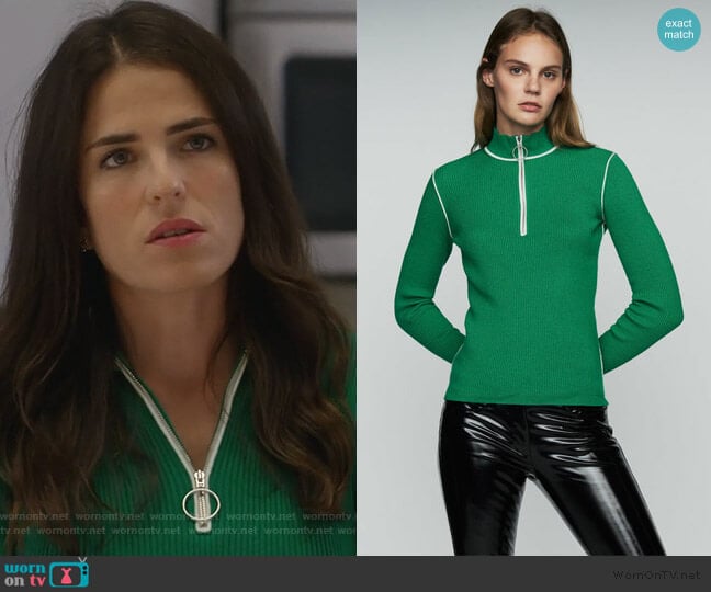Maje Trucker-Collared Sweater in Fine Knit worn by Laurel Castillo (Karla Souza) on How to Get Away with Murder