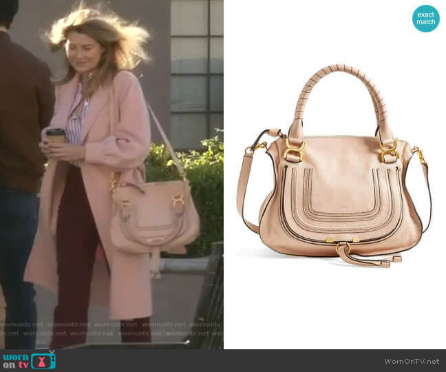 Chloe Medium Marcie Leather Satchel worn by Meredith Grey (Ellen Pompeo) on Greys Anatomy