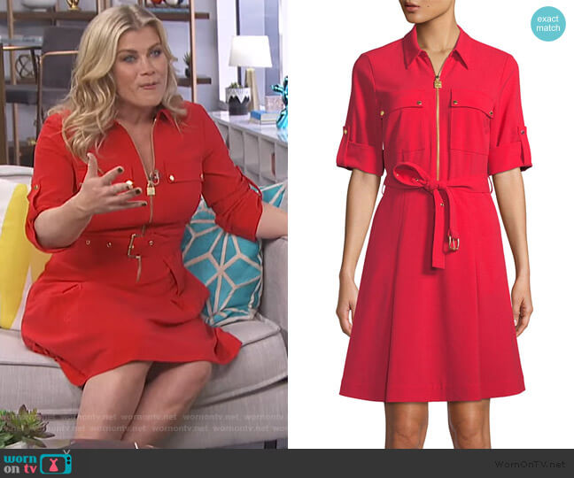 MICHAEL Michael Kors Lock-Zip Crepe Shirtdress