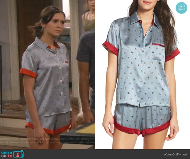 Morgan Lane Staci Silk Pajama Top worn by Clem (Nina Dobrev) on Fam