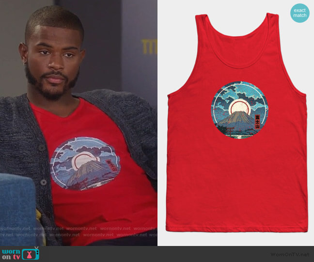 Roboface Mt. Fuji Moon Tank Top worn by Aaron Jackson (Trevor Jackson) on Grown-ish