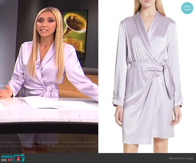 Nanushka Siwa Satin Wrap Dress worn by Giuliana Rancic on E! News