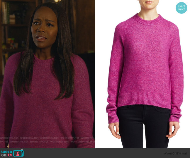 3.1 Phillip Lim Inset Shoulder Crewneck Sweater worn by Michaela Pratt (Aja Naomi King) on How to Get Away with Murder