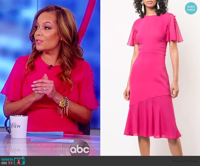 Prabal Gurung Victoria Flutter Sleeve Dress worn by Sunny Hostin on The View