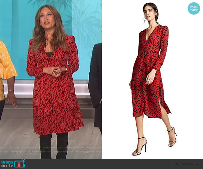 Rahi Cali Red Leopard Scarlett Dress worn by Carrie Inaba on The Talk