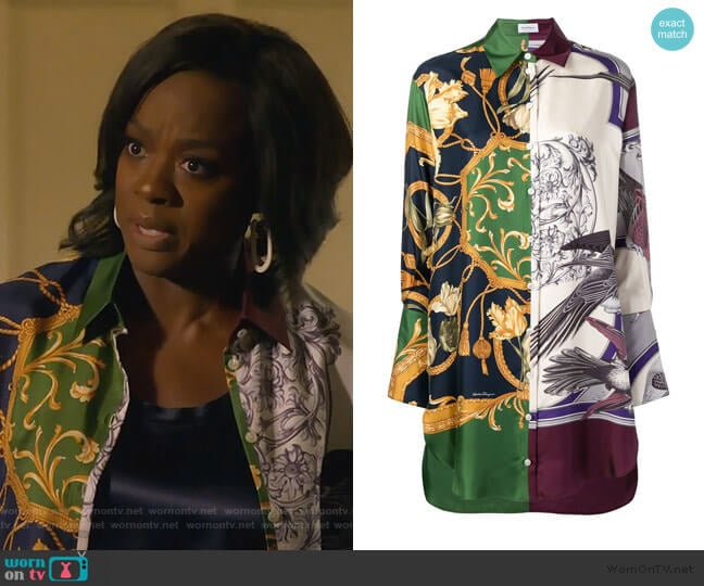 Salvatore Ferragamo Baroque Print Dress worn by Annalise Keating (Viola Davis) on How to Get Away with Murder