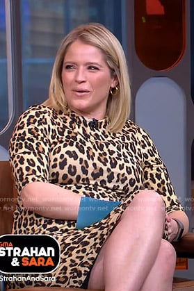 Sara’s leopard print fitted dress on GMA Strahan And Sara