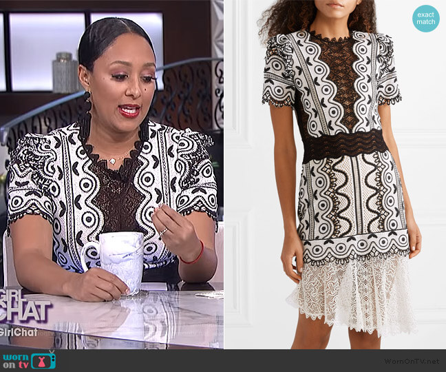 Sea Lola Geometric Lace Hem Crochet Dress worn by Tamera Mowry on The Real