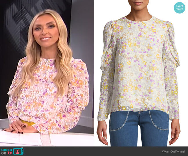 See by Chloe Floral Ruffle-Sleeve Crewneck Blouse worn by Giuliana Rancic on E! News