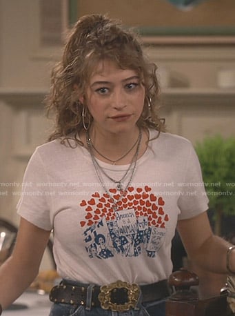 Shannon’s white America is a Woman tee on Fam