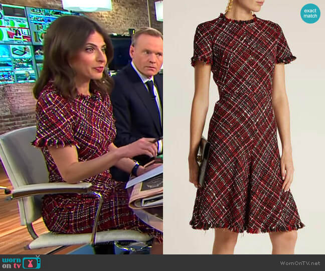 Alexander McQueen Short-Sleeved Tweed Dress worn by Bianna Golodryga on CBS Mornings