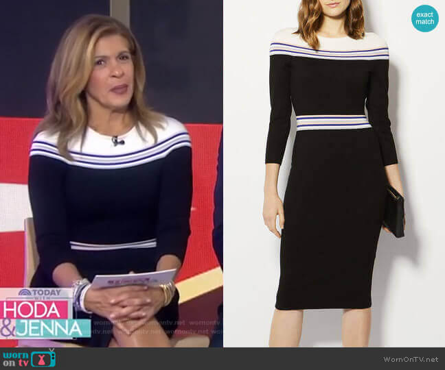 Karen Millen Striped Knit Midi Dress worn by Hoda Kotb on Today