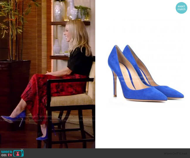 by Gianvito Rossi Suede Pumps worn by Kelly Ripa on Live with Kelly and Mark