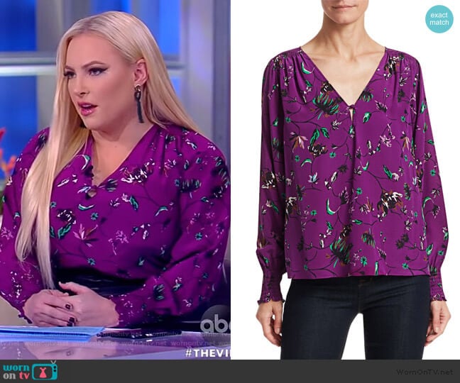 Tanya Taylor Vines Silk V-Neck Top worn by Meghan McCain on The View