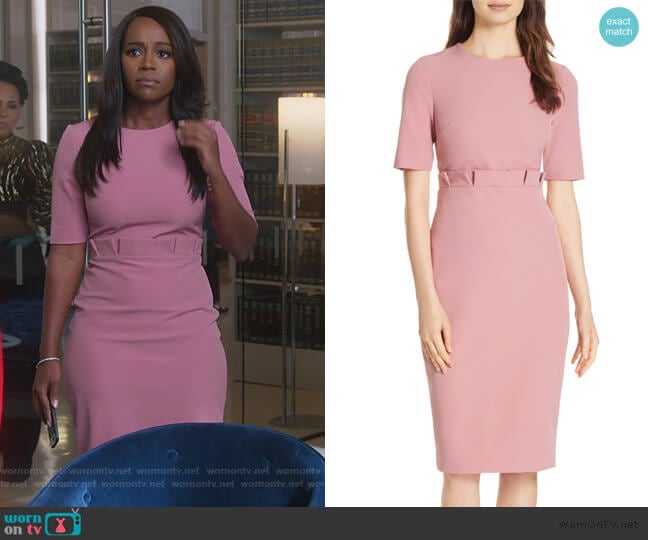 Ted Baker Maggidd Ruffle Waist Pencil Dress worn by Michaela Pratt (Aja Naomi King) on How to Get Away with Murder