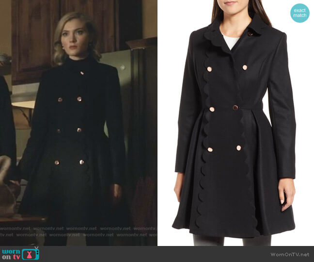 Ted Baker Scallop Trim Wool Blend Coat worn by The Frost Sisters (Skyler Samuels) on The Gifted