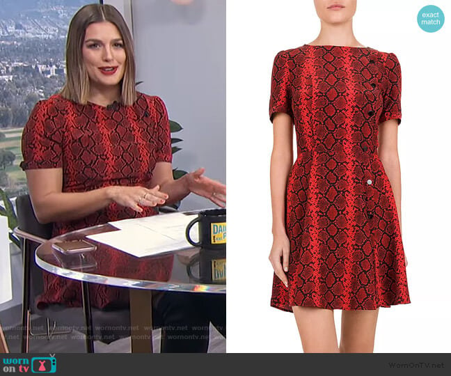 The Kooples Red Hot Snake-Print Midi Dress worn by Carissa Loethen Culiner on E! News