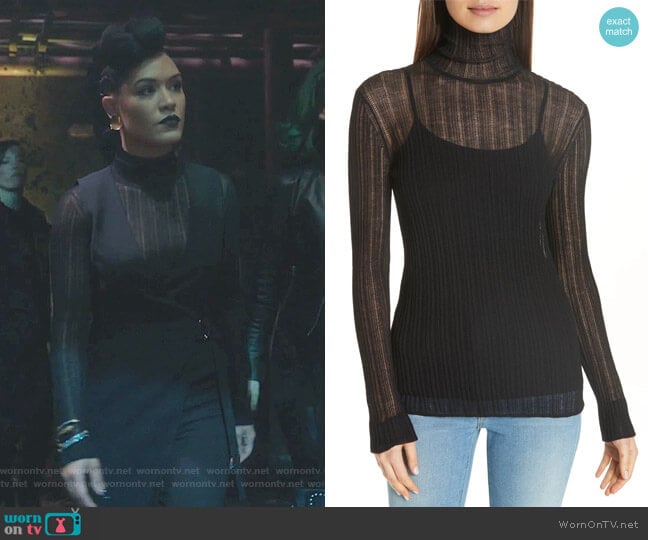Theory Lory Sheer Turtleneck worn by Reeva Payge (Grace Byers) on The Gifted