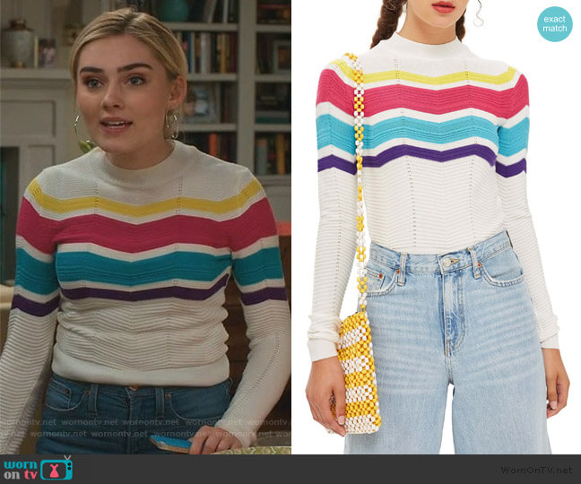 Topshop Chevron Stripe Crop Sweater worn by Taylor Otto (Meg Donnelly) on American Housewife
