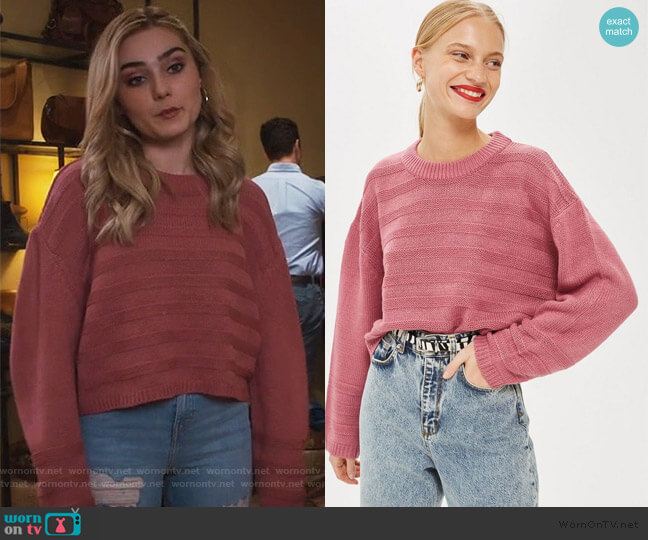 Topshop Ottoman Cropped Jumper worn by Taylor Otto (Meg Donnelly) on American Housewife