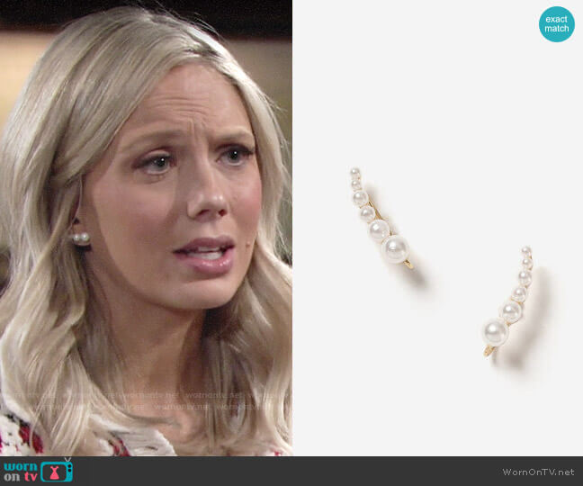 Topshop Pearl Ear Climbers worn by Abby Newman (Melissa Ordway) on The Young and the Restless