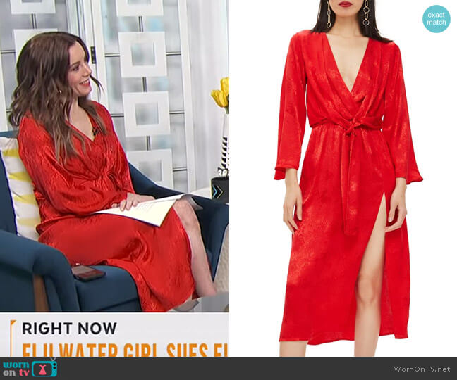 Topshop Snake Effect Knot Midi Dress worn by Melanie Bromley on E! News
