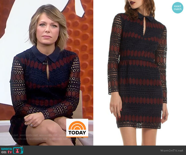 Trina Turk Stripe Lace Keyhole Mini Dress worn by Dylan Dreyer on Today