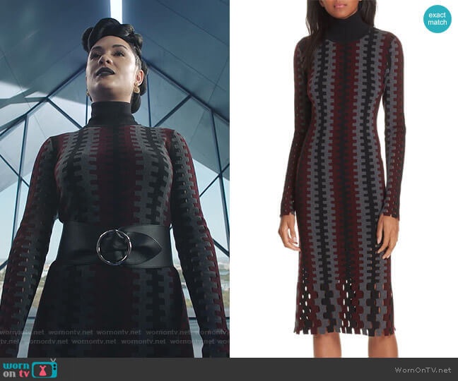 Diane von Furstenberg Turtleneck Merino Wool Midi Dress worn by Reeva Payge (Grace Byers) on The Gifted