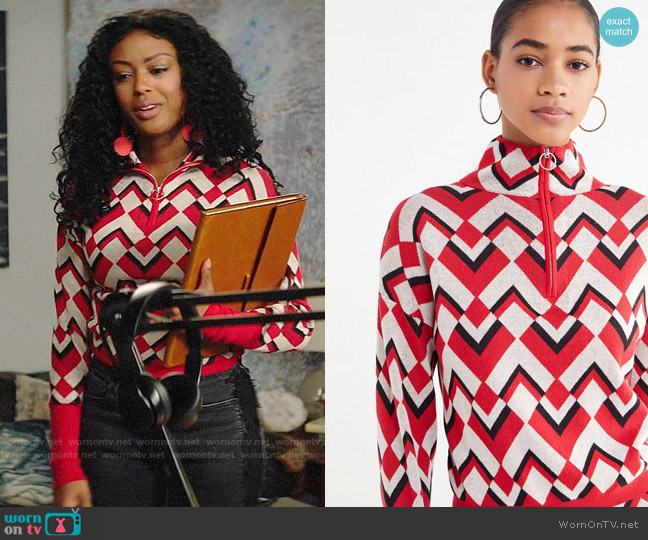 Urban Outfitters Avalene Half-Zip Sweater worn by Ali Finer (Javicia Leslie) on God Friended Me