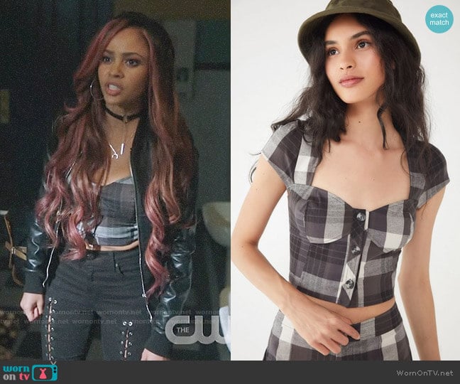 Urban Outfitters Tasha Button-Down Bustier Top worn by Toni Topaz (Vanessa Morgan) on Riverdale